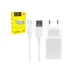 CHARGER ADAPTER DENMEN DC01T 2.4A WITH TYPE C USB CABLE WHITE CHARGER ADAPTER DENMEN DC01T 2.4A WITH TYPE C USB CABLE WHITE